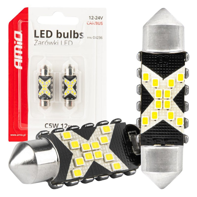 Becuri LED CANBUS Festoon C5W 12SMD 2016 36mm Alb 12V 24V