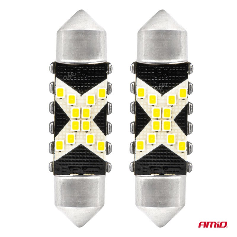 Becuri LED CANBUS Festoon C5W 12SMD 2016 36mm Alb 12V 24V