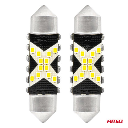 Becuri LED CANBUS Festoon C5W 12SMD 2016 36mm Alb 12V 24V