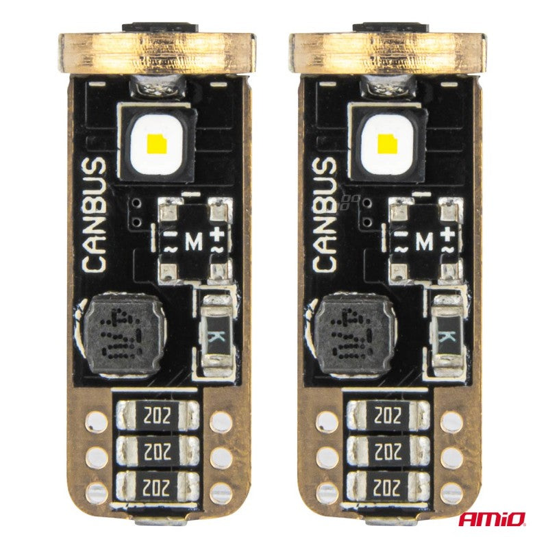 Set 2 Becuri LED T10 CANBUS T10 W5W 3SMD 3838 Alb 12V 24V AMIO-04246