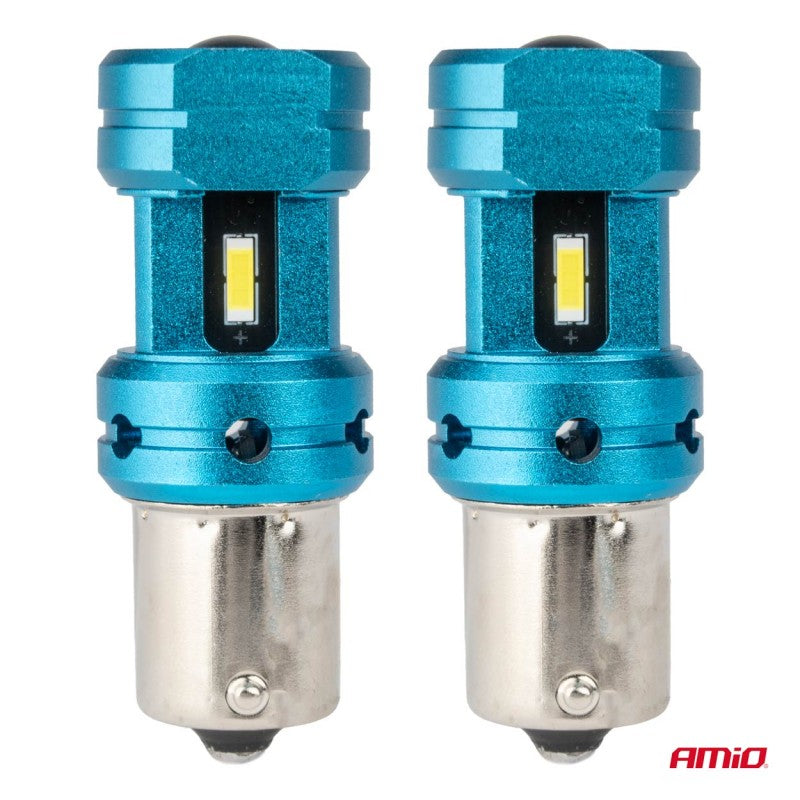 Set becuri LED CANBUS 1156 BA15S P21W R10W R5W 4SMD 1860 Alb 12V 24V