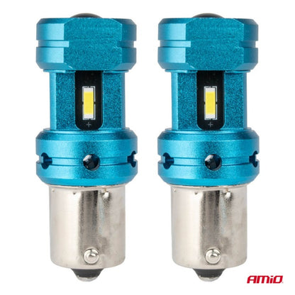 Set becuri LED CANBUS 1156 BA15S P21W R10W R5W 4SMD 1860 Alb 12V 24V