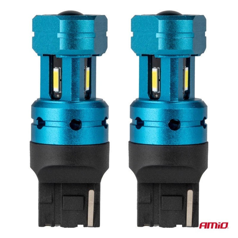 Set Becuri LED CANBUS T20 7440 W21W 4SMD 1860 Alb 12V 24V AMIO-04254