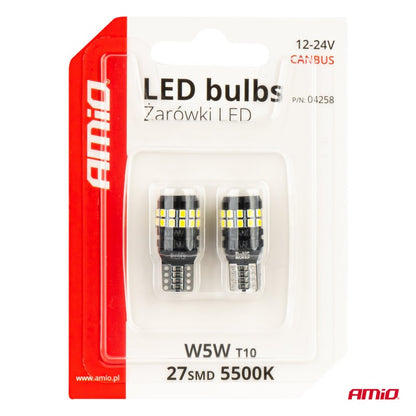Becuri LED CANBUS T10 W5W 27SMD 2016 Alb 12V 24V