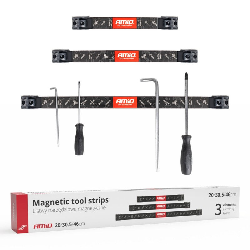 Set suporturi pentru scule benzi magnetice 1x20cm 1x30,5cm 1x46cm AMIO-04263