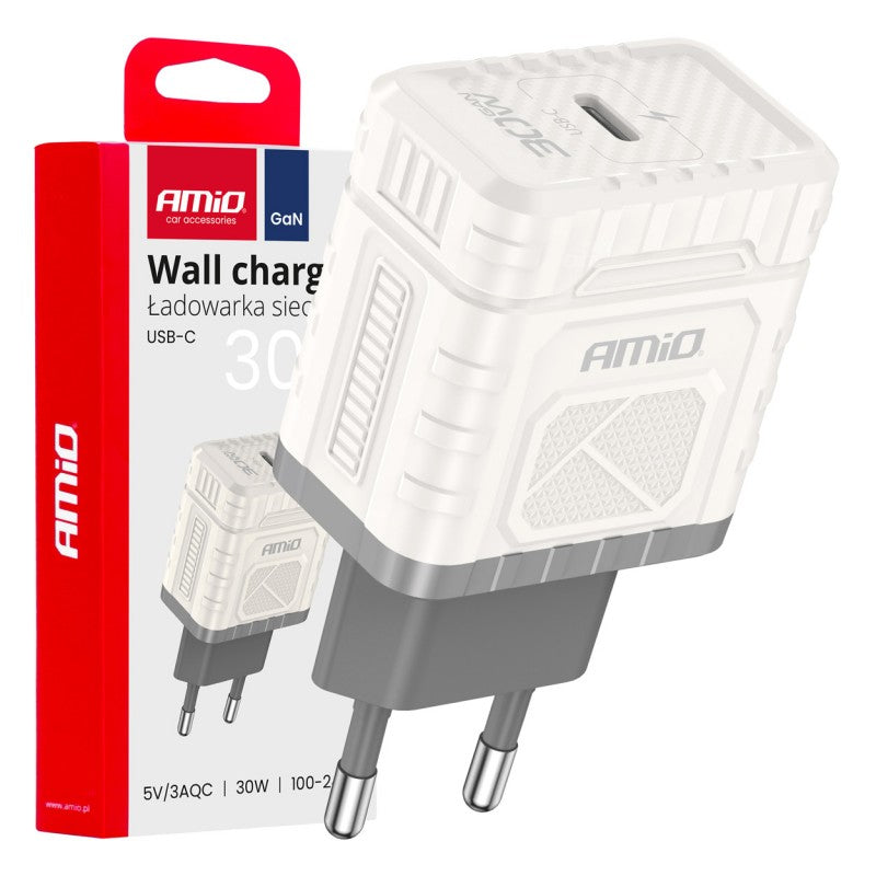 Încărcător de perete cu încărcare rapidă GaN PD 30W USB-C AMIO-04285
