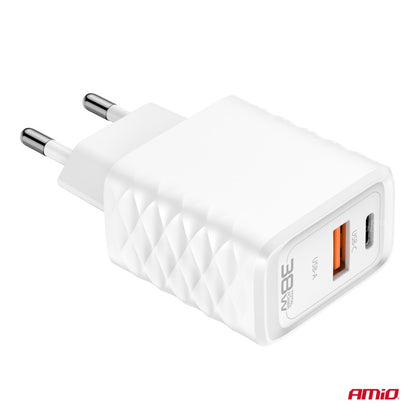 Încărcător de perete Încărcător rapid GaN 38W USB-A + USB-C AMIO-04287