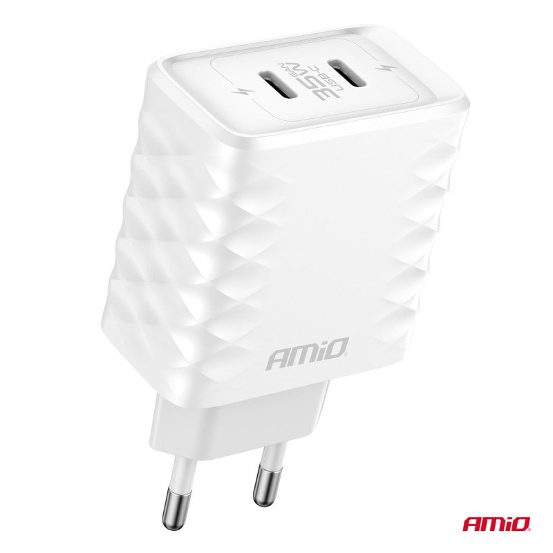 Încărcător de perete Încărcător rapid 35W 2xUSB-C AMIO-04288