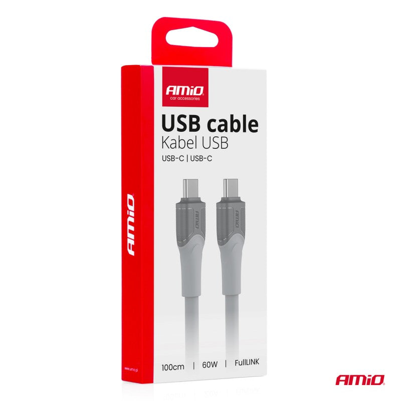 Cablu de încărcare USB-C USB-C 60W 100cm FullLINK Transmisie de date AMIO-04291