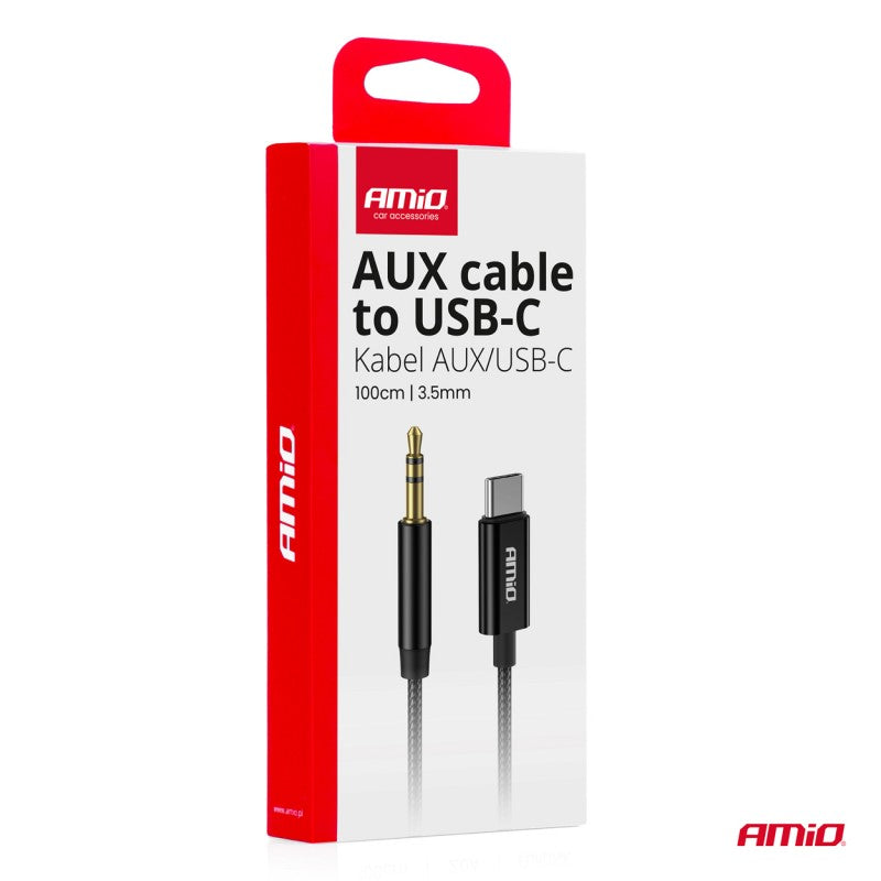 Cablu audio USB-C la mini-mufă AUX de 3,5 mm, 1 m, AMIO-04294