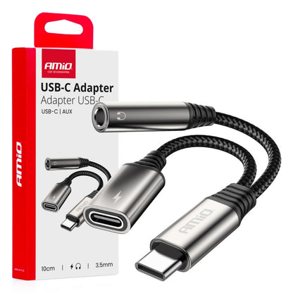 Cablu adaptor USB-C LA TIP USB-C + Mini mufă 3,5 mm Adaptor mamă 10 cm AMIO-04295