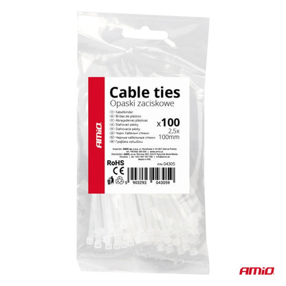 Fasete albe 2,5×100mm 100 buc AMIO-04305