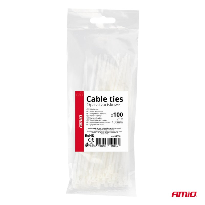 Fasete albe 2,5×150mm 100 buc AMIO-04306