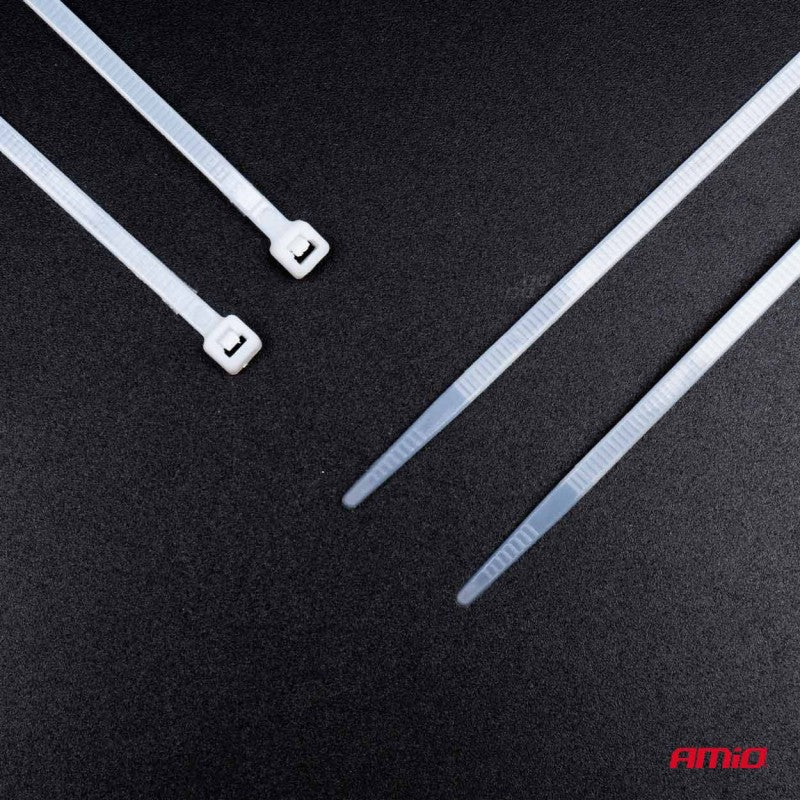 Fasete cablu albe 4,8×200mm 100 buc AMIO-04310