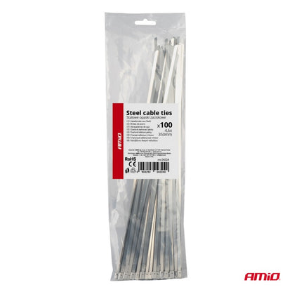 Fasete metalice inox 4,6x350mm 100 buc. AMIO-04324