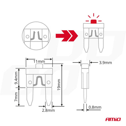 Siguranțe standard cu lame auto AMIO-04340