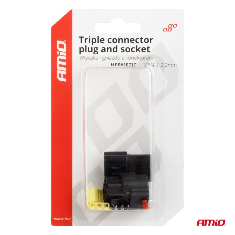 Set conector electric impermeabil 3 PIN 2.2mm AMIO-04347