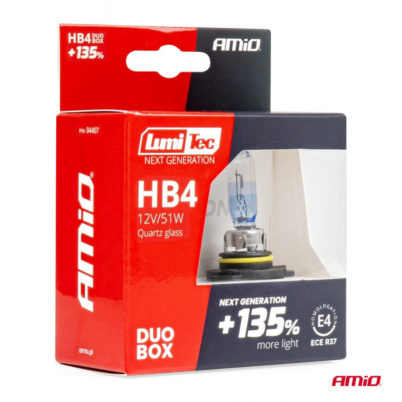 Becuri halogene HB4 12V 51W LumiTec GENERAȚIE URMĂTOARE +135% DUO AMIO-04407