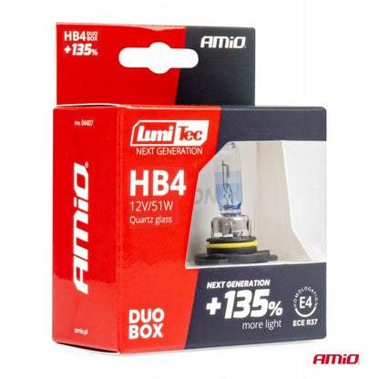 Becuri halogene HB4 12V 51W LumiTec GENERAȚIE URMĂTOARE +135% DUO AMIO-04407