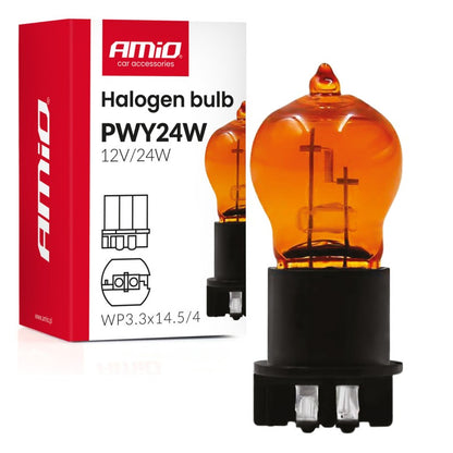 Bec halogen PWY24W WP3.3x14.5-4 Chihlimbar 12V 24W AMIO-04410