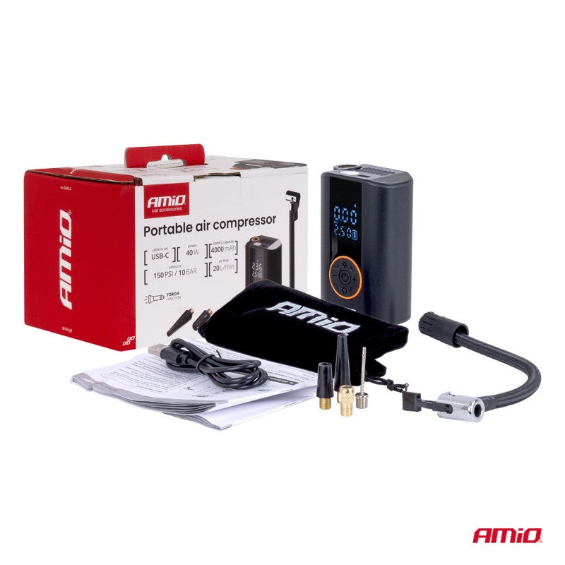 Compresor de aer portabil LED 40W USB-C ACOMP-25 AMIO-04414