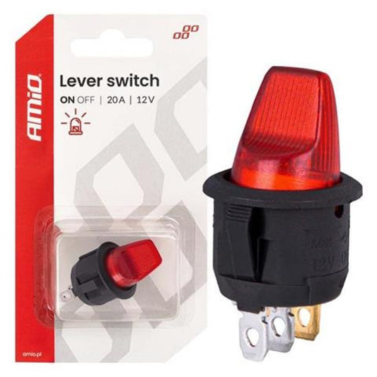 Întrerupător basculant cu iluminare roșie 20A 12V AMIO-04438