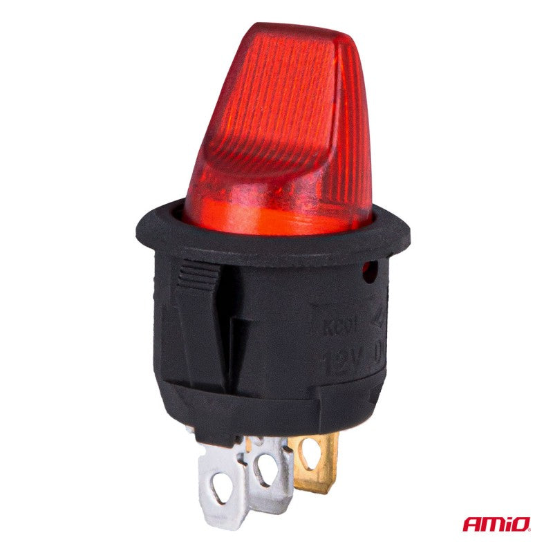 Întrerupător basculant cu iluminare roșie 20A 12V AMIO-04438