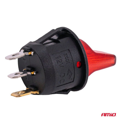 Întrerupător basculant cu iluminare roșie 20A 12V AMIO-04438