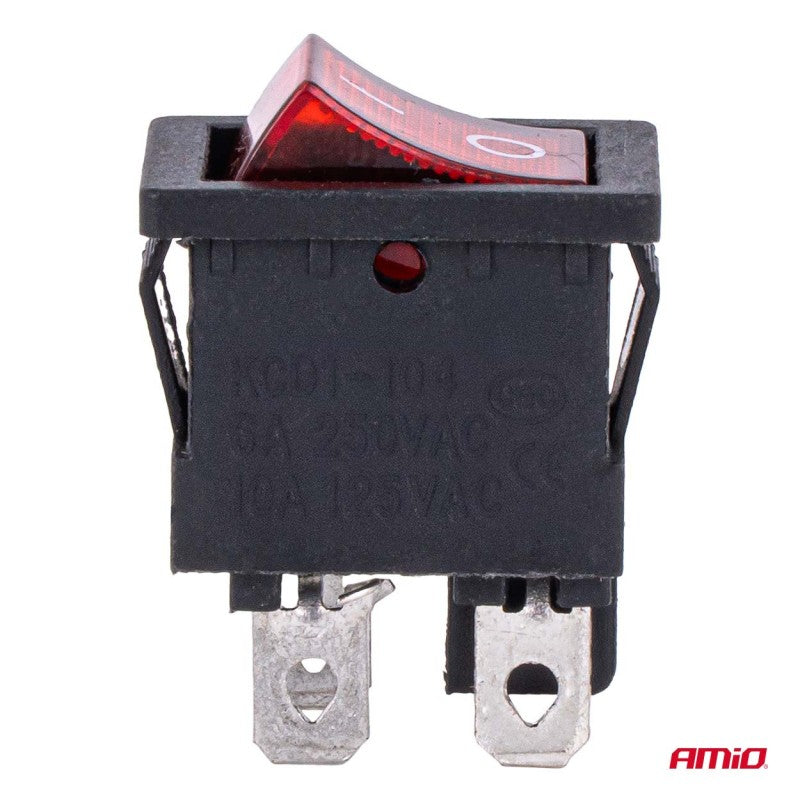 Întrerupător basculant cu iluminare roșie 6A 250V AMIO-04439