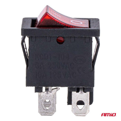 Întrerupător basculant cu iluminare roșie 6A 250V AMIO-04439