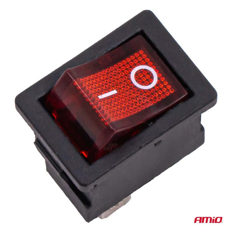 Întrerupător basculant cu iluminare roșie 6A 250V AMIO-04439