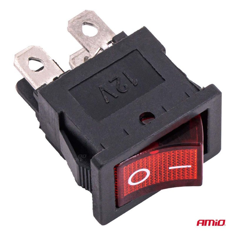 Întrerupător basculant cu iluminare roșie 20A 12V 24V AMIO-04440
