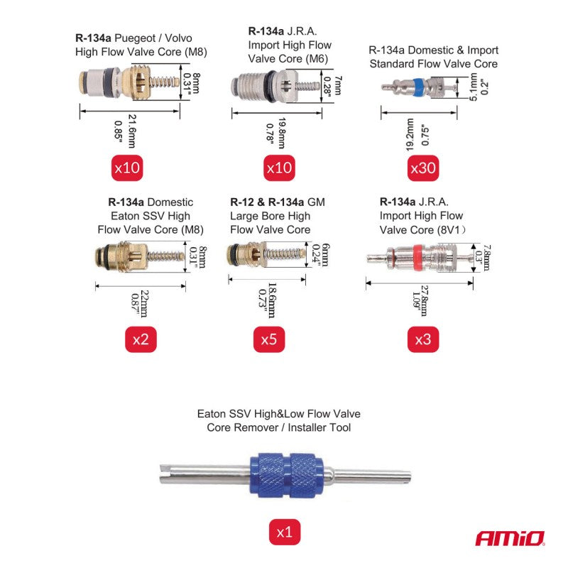 Set de valve de aer condiționat, 61 buc. AMIO-04446
