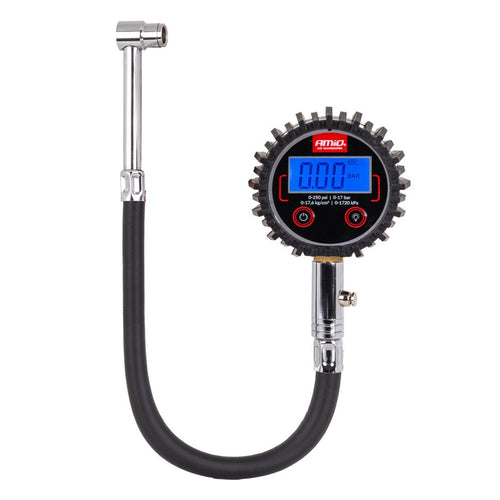 Manometru digital pentru presiunea anvelopelor cu furtun și supapă de aerisire 17 bar AMIO-04465