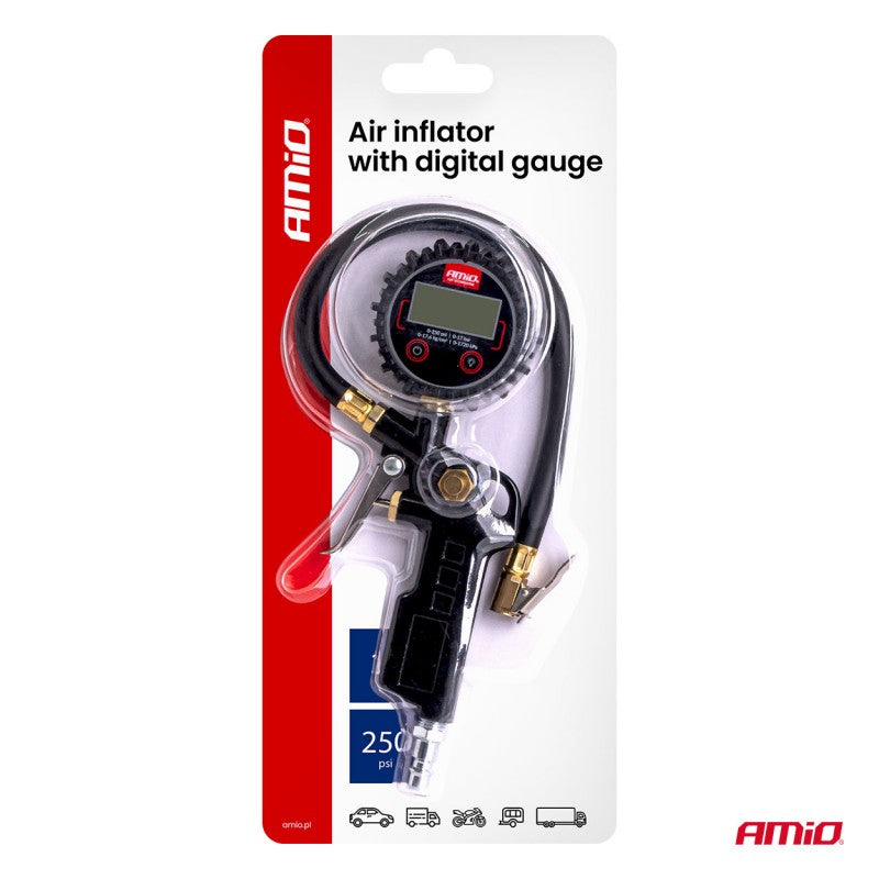 Pistol de umflat cu manometru digital 17 bar AMIO-04466