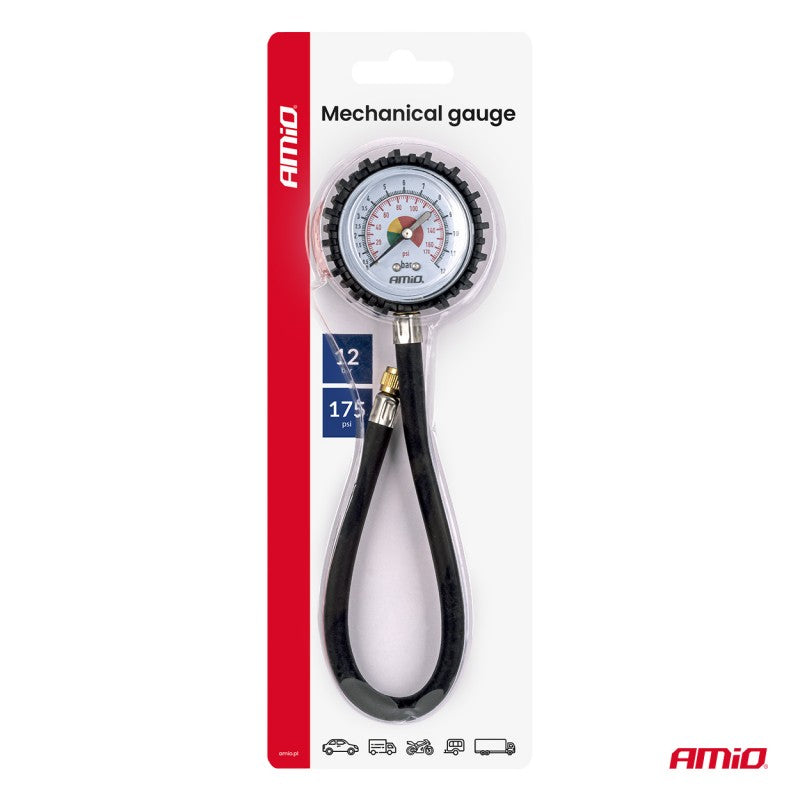 Manometru analogic cu furtun 30 cm 12 bar AMIO-04468