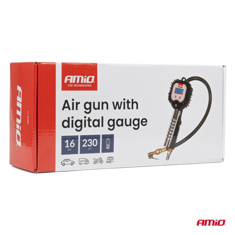 Pistol de umflat cu manometru digital 16 bar AMIO-04483