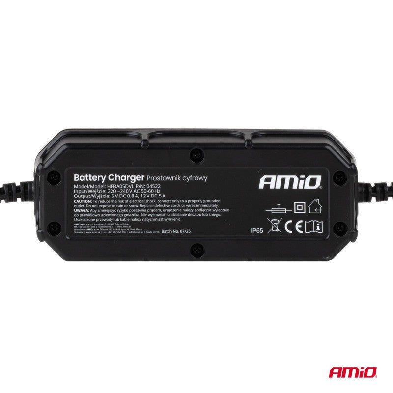 Încărcător digital de baterii cu plumb LFP MAX 5A 6/12V AMIO-04522