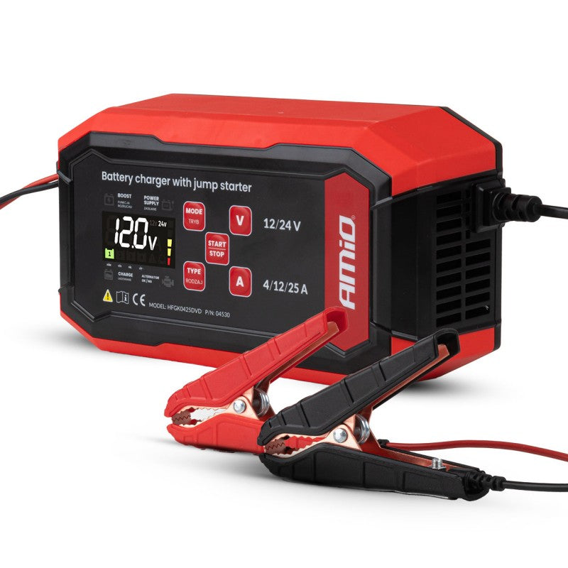 Încărcător digital de baterii BOOST AGM GEL STD LiFePo4 MAX 25A 12/24V PRO AMIO-04530
