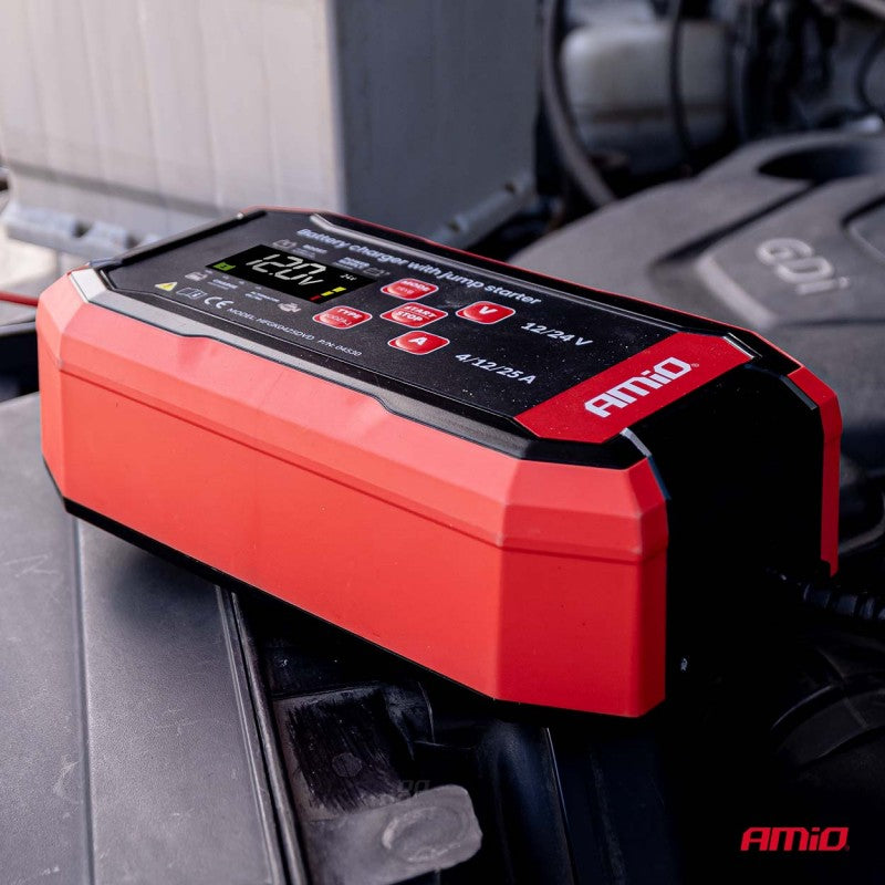Încărcător digital de baterii BOOST AGM GEL STD LiFePo4 MAX 25A 12/24V PRO AMIO-04530