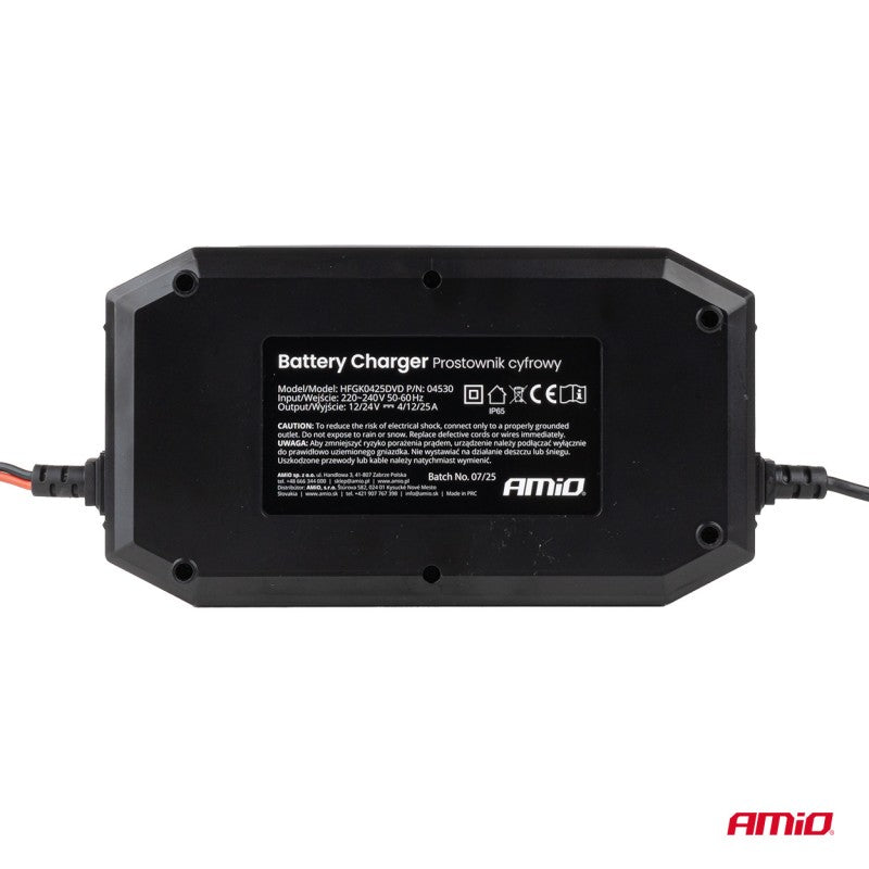 Încărcător digital de baterii BOOST AGM GEL STD LiFePo4 MAX 25A 12/24V PRO AMIO-04530