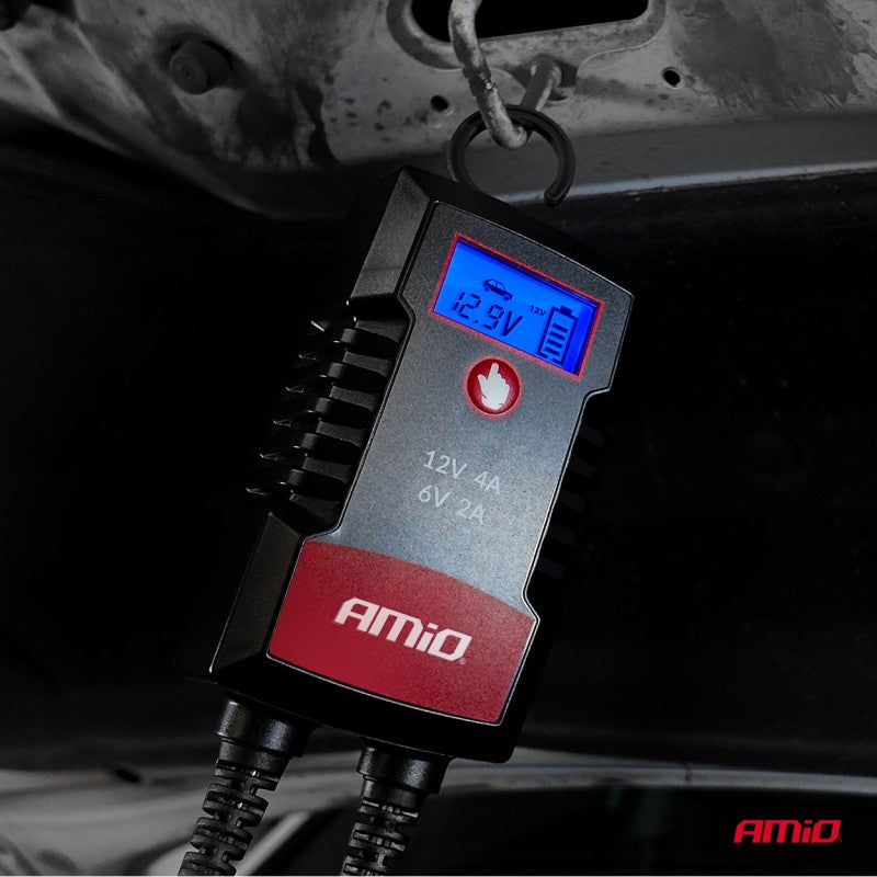 Încărcător digital de baterii AGM GEL STD LiFePo4 MAX 4A 6/12V PRO HOOK AMIO-04531