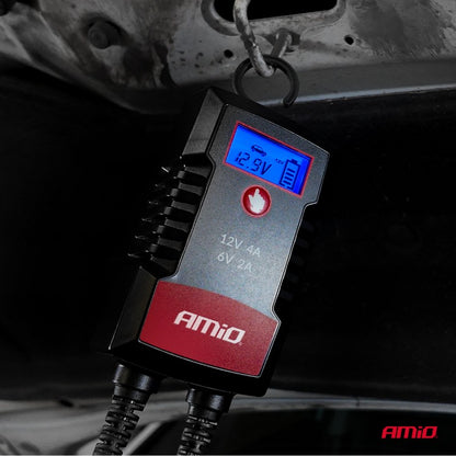 Încărcător digital de baterii AGM GEL STD LiFePo4 MAX 4A 6/12V PRO HOOK AMIO-04531