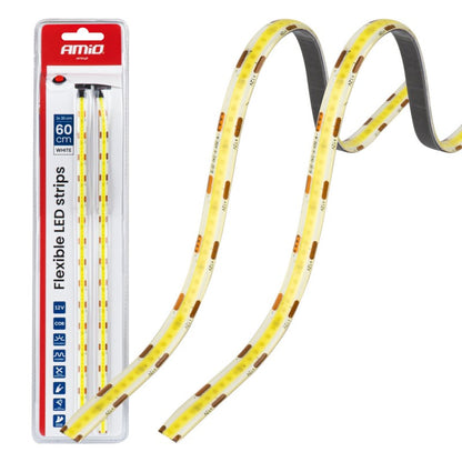 Benzi LED COB pentru mașini albe 2x30cm 12V AMIO-04569