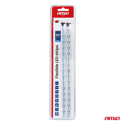 Benzi LED COB pentru mașini albastre 2x30cm 12V AMIO-04571