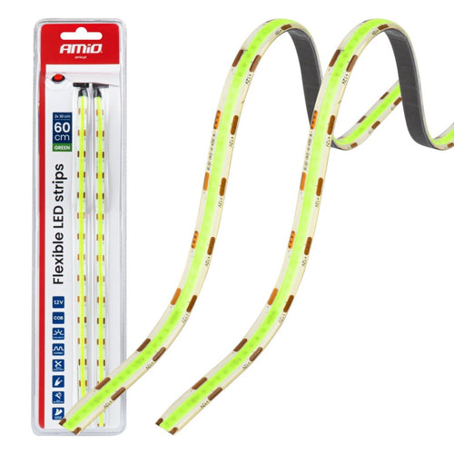 Benzi LED COB flexibile, verzi, 2x30 cm, 12 V, AMIO-04573