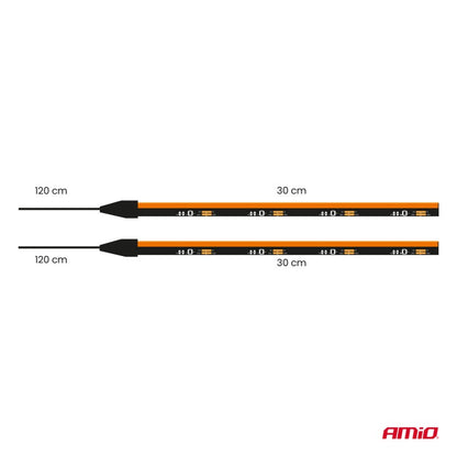 Benzi LED COB pentru laterale auto portocalii 2x30cm 12V AMIO-04574