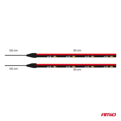 Benzi LED pentru laterale auto roșii 2x30cm 12V AMIO-04576