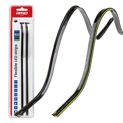 Benzi LED COB pentru lateralul mașinii, verde, 2x30cm, 12V, AMIO-04577