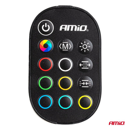 Benzi LED COB pentru mașini, RGB multicolor cu telecomandă, 2x30cm, 12V AMIO-04579